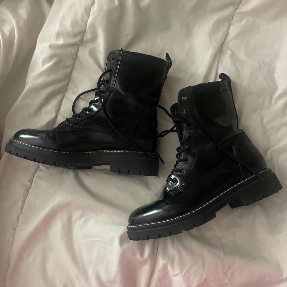 BENCH Black Rubber Combat Boots Size 8